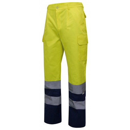 Pantalón de trabajo bicolor multibolsillos alta visibilidad Velilla 303001