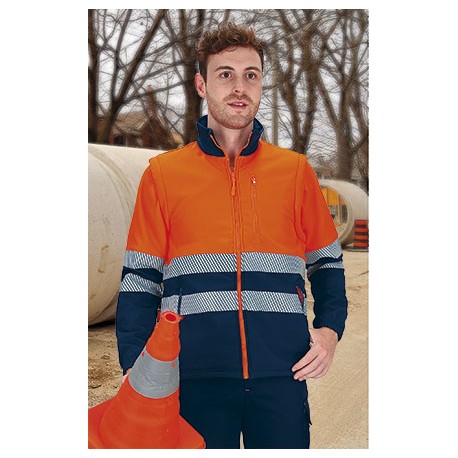 Chaqueta de Trabajo Softshell Bicolor Alta Visibilidad desmontable Valento WHEELO